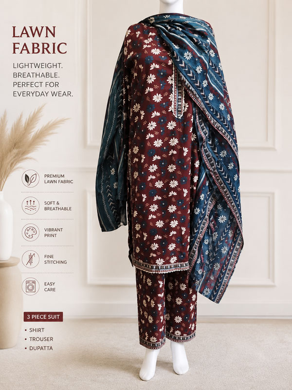 bin-s-3 3-Piece Stitched Lawn Suit